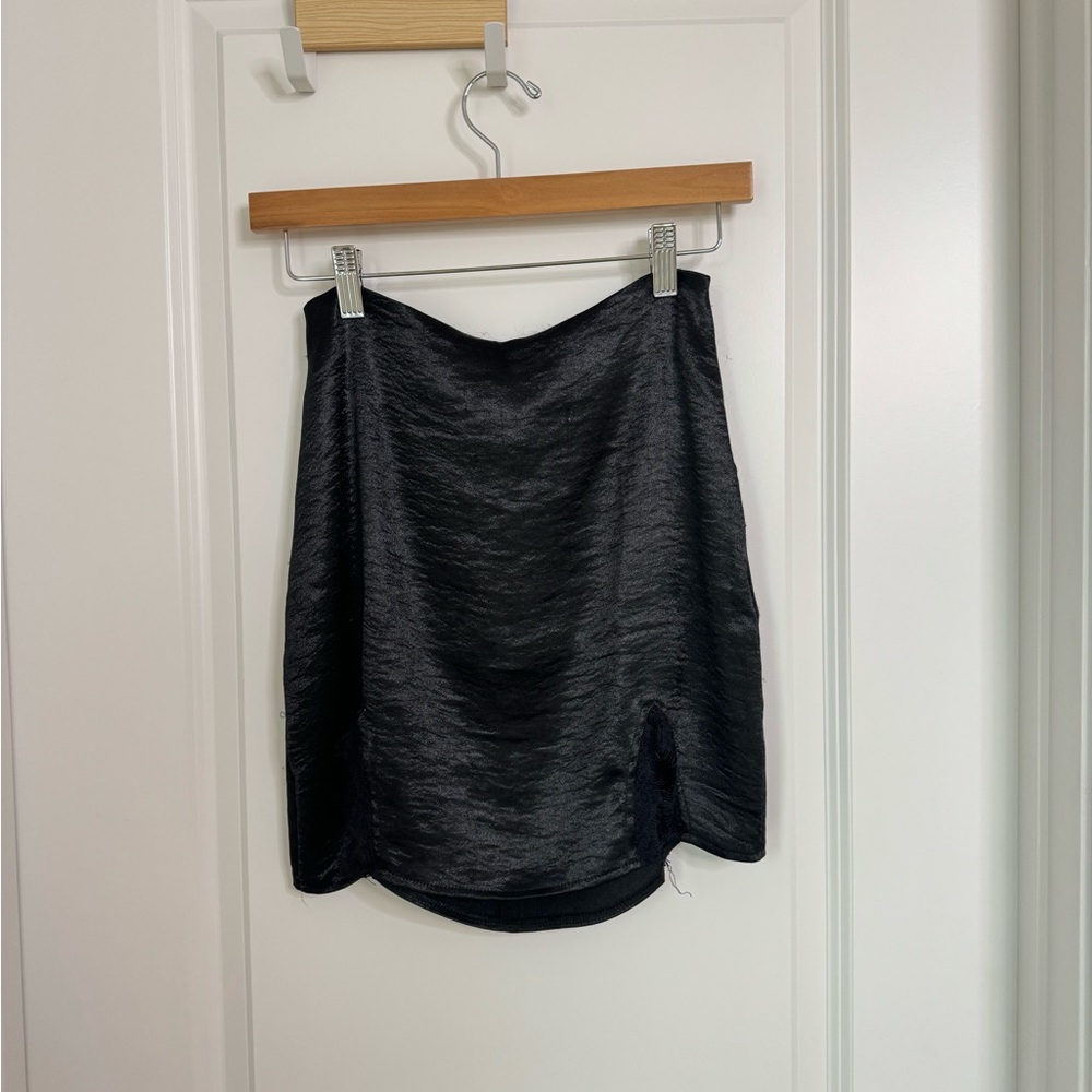 Black satin skirt
